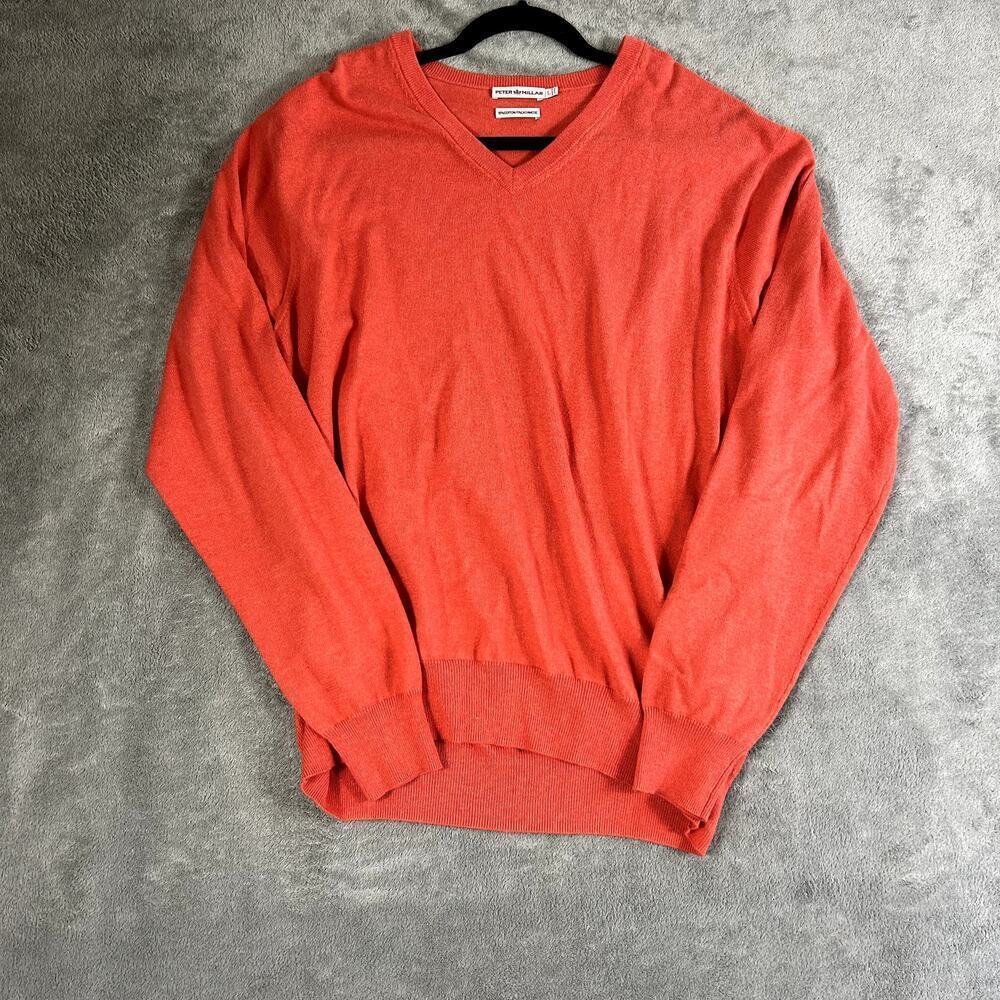 Peter Millar Women's L Cashmere V Neck Sweater Coral Preppy